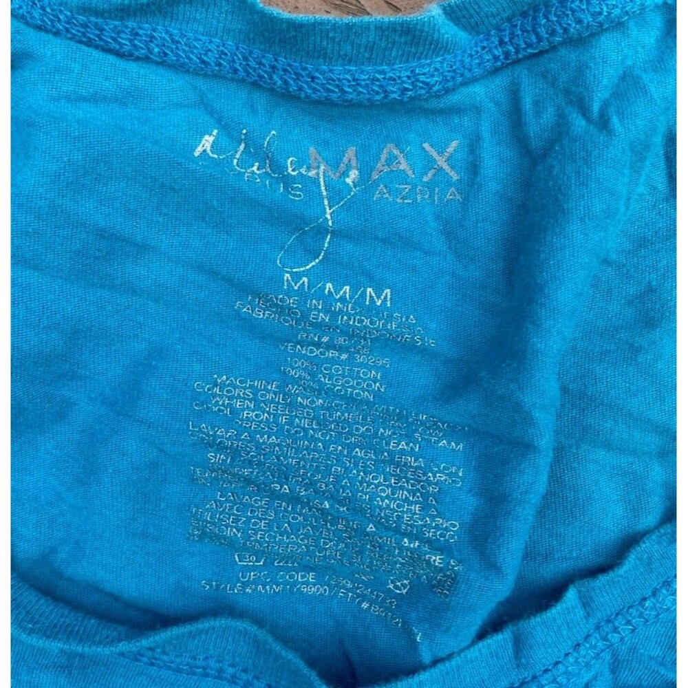 Miley Cyrus & Max Azria Blue Long Sleeve T-Shirt Jrs Size Medium Scoop Neck